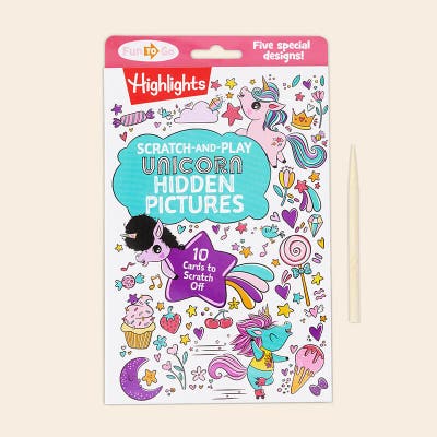 Scratch-and-Play Unicorn Hidden Pictures activity set.