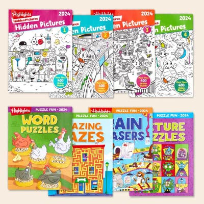 Hidden Pictures 2024 4-Book Set and Puzzle Fun 2024 4-Book Set.