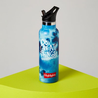 This Highlights-exclusive tie-dye water bottle is great for hydrating any little adventurer.
