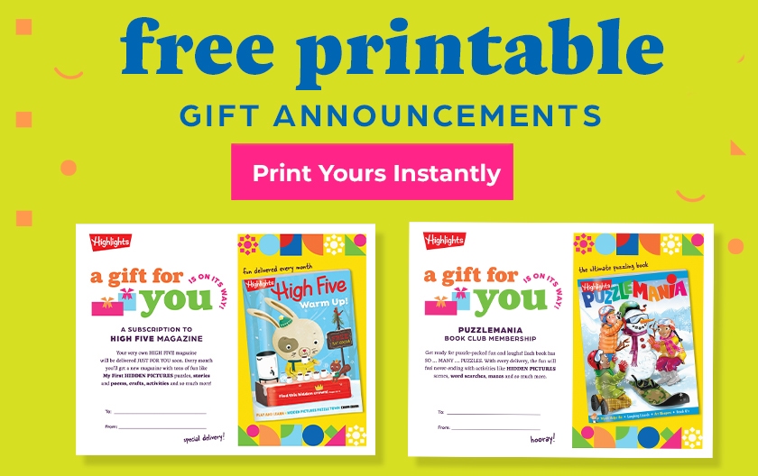 Get a free printable gift announcement and let them know their gift is on its way!