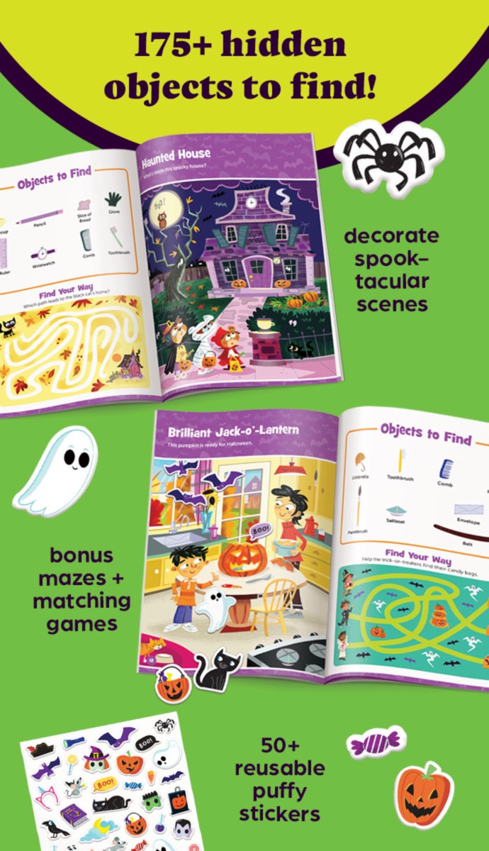 Sidebar image for Halloween Hidden Pictures Puffy Sticker Playscenes.