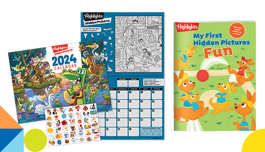Image of 2024 Hidden Pictures Calendar and My First Hidden Pictures Fun.
