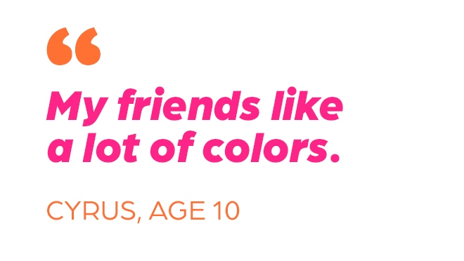 "It makes me feel proud. I want everybody to be nice." Blair G. Age 9